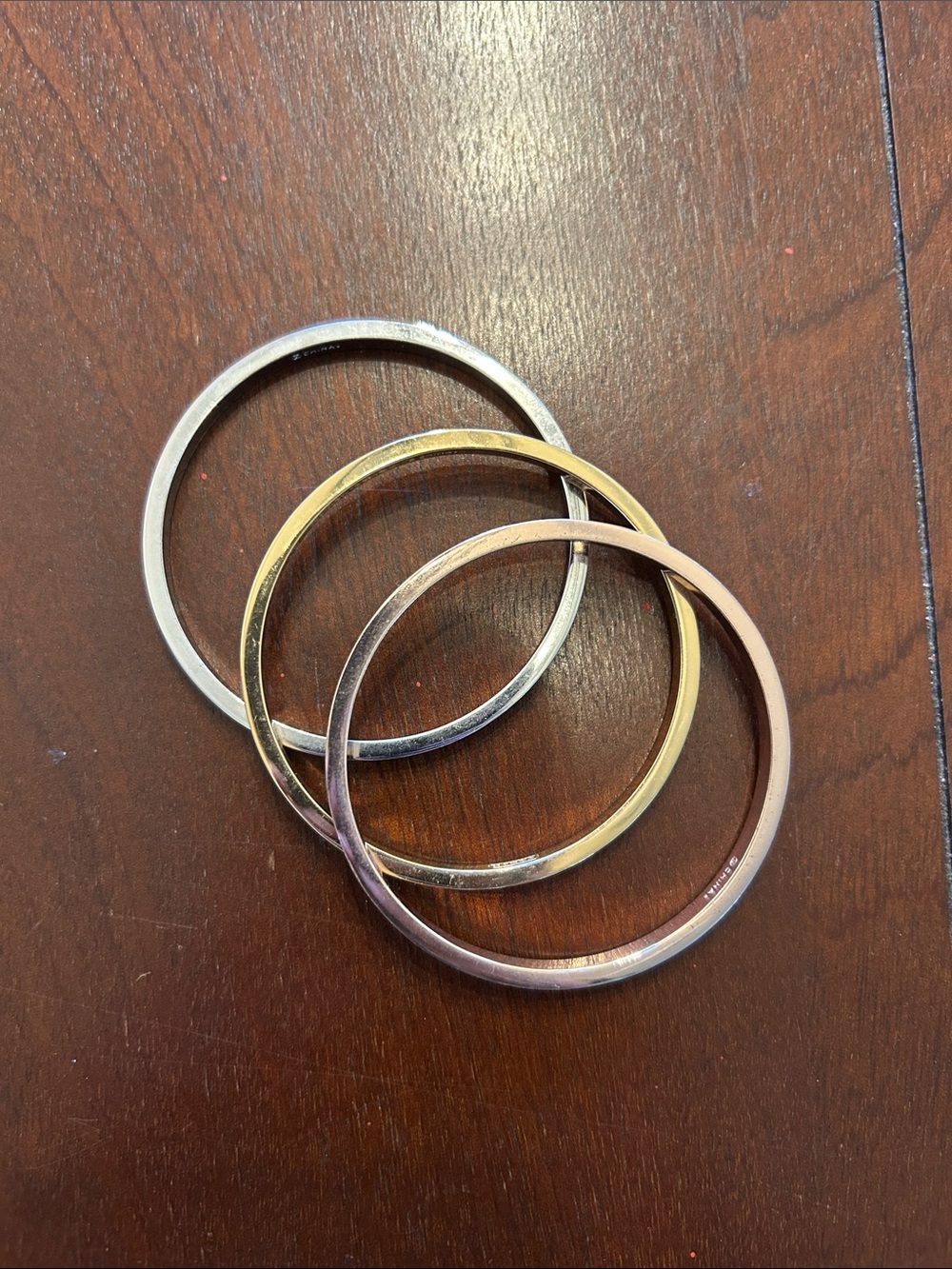 Coach Tri-Tone Stackable Bangle Set - Gold, Silver, Rose Gold